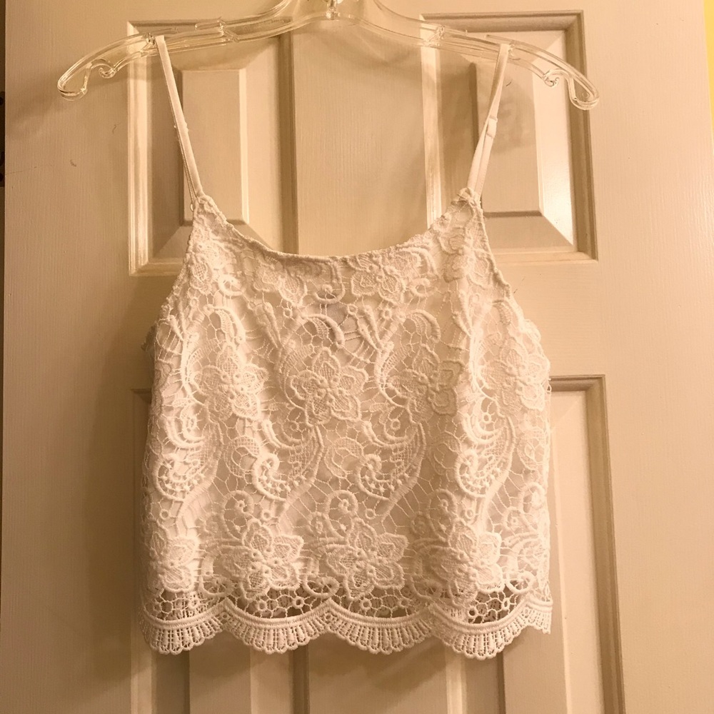 White Lace Cropped Tank